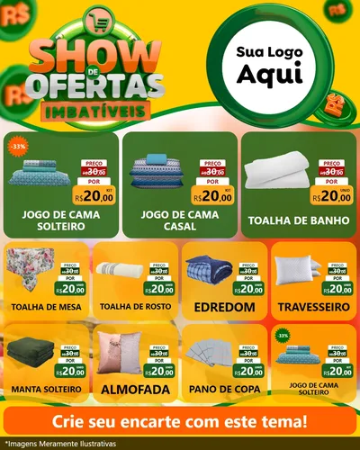 Modelo de Rede Social para Feed Instagram com o tema Show de Ofertas Imbatíveis para Cama, Mesa e Banho