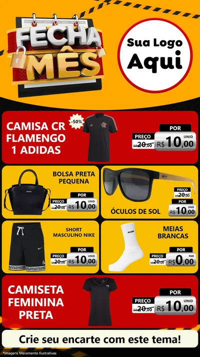 Modelo de TV para TV Vertical com o tema Fecha Mês para Roupas e acessórios