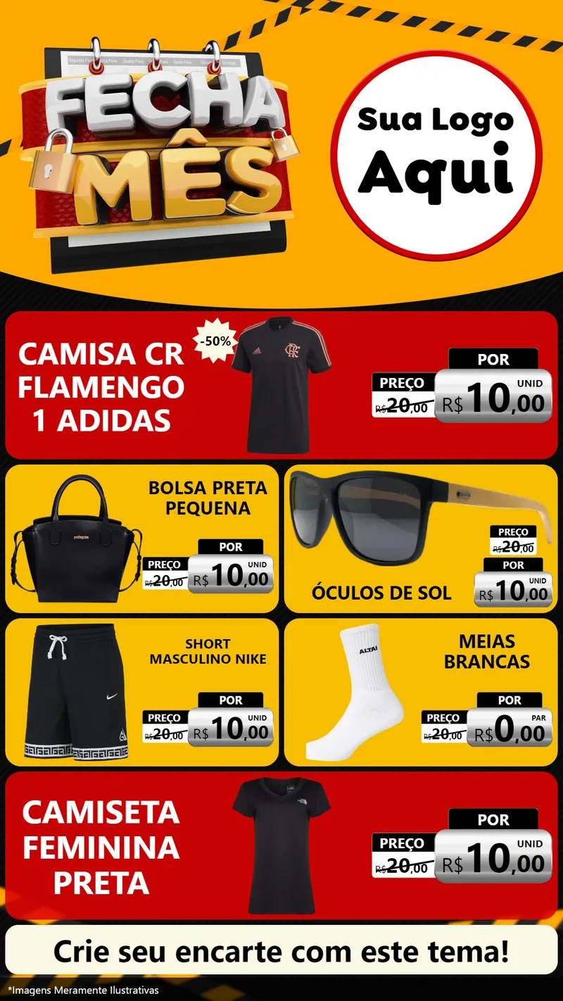 Modelo de TV para TV Vertical com o tema Fecha Mês para Roupas e acessórios