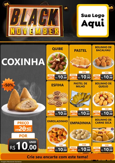 Modelo de Encarte para Encarte A4 Vertical com o tema Black November para Salgadaria