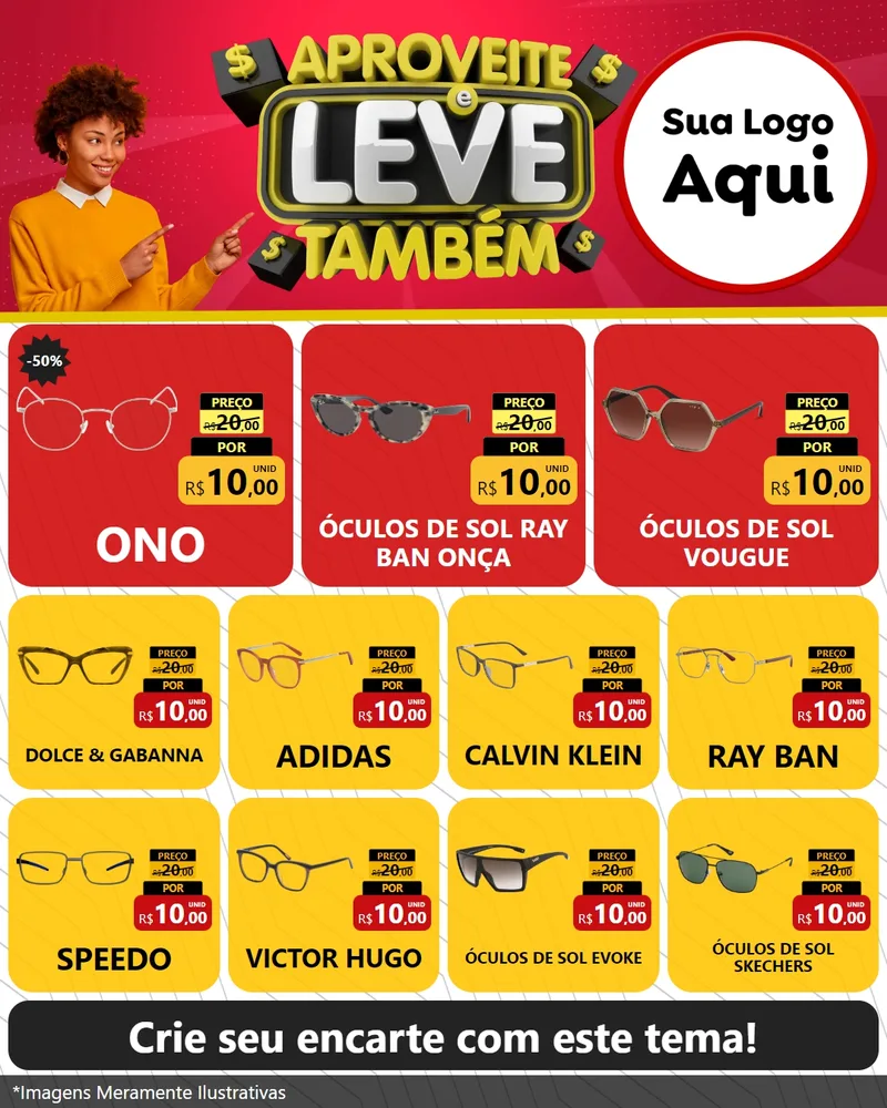 Modelo de Rede Social para Feed Instagram com o tema Aproveite e Leve Também para Óticas