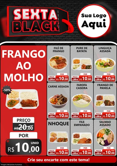 Modelo de Encarte para Encarte A4 Vertical com o tema Sexta Black para Restaurante
