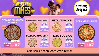 Modelo de TV para TV Horizontal com o tema Dia das Mães para Pizzaria