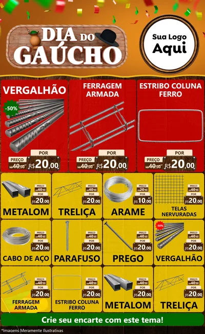 Modelo de Encarte para Encarte Grande com o tema Dia do Gaúcho para Ferragens