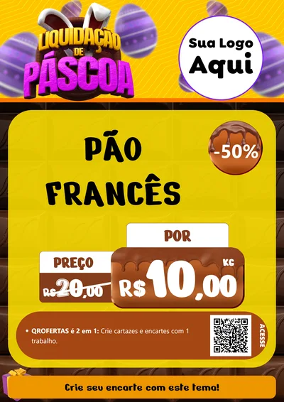 Modelo de Cartaz para Cartaz A4 Vertical com o tema Liquidação de Páscoa para Padaria