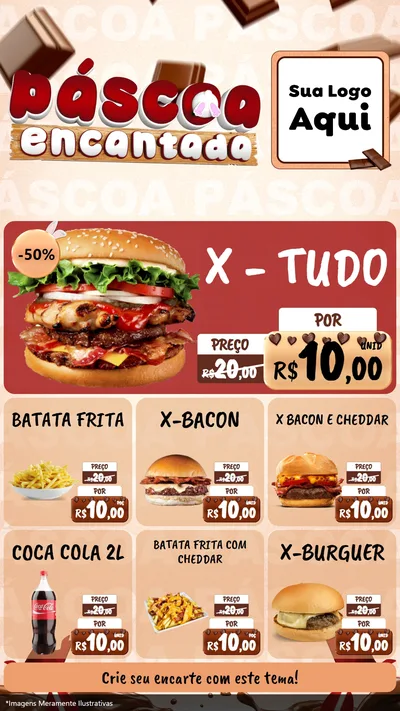 Modelo de Rede Social para Stories com o tema Páscoa Encantada para Hamburgueria