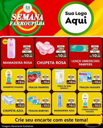 Modelo de Rede Social para Feed Instagram com o tema Semana Farroupilha para Bebês