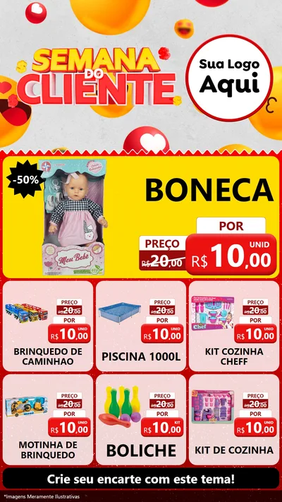 Modelo de Rede Social para Stories com o tema Semana do Cliente para Brinquedos