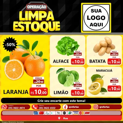 Modelo de Rede Social para Feed Facebook com o tema Operação Limpa Estoque para Hortifrúti