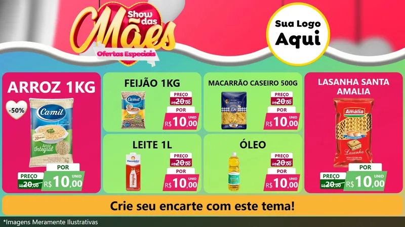 Modelo de TV para TV Horizontal com o tema Show das Mães - Ofertas Especiais para Supermercado