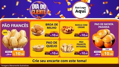 Modelo de TV para TV Horizontal com o tema Dia do Cliente para Padaria