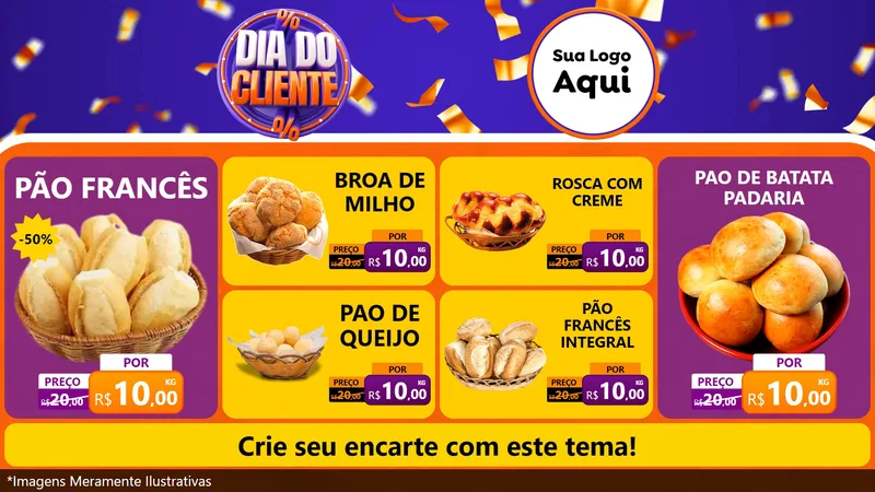 Modelo de TV para TV Horizontal com o tema Dia do Cliente para Padaria