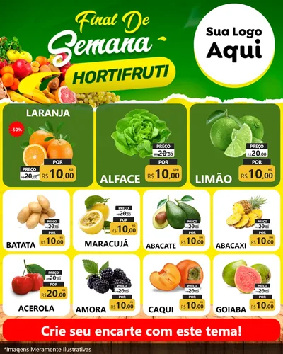 Modelo de Rede Social para Feed Instagram com o tema Final de semana hortifruti para Hortifrúti