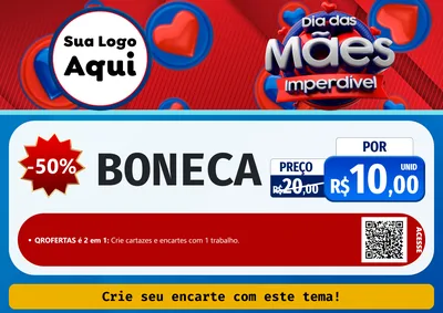 Modelo de Cartaz para Cartaz A4 Horizontal com o tema Dia Das Mães Imperdível para Brinquedos