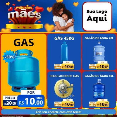 Modelo de Rede Social para Feed Facebook com o tema Mês das Mães para Água e gás