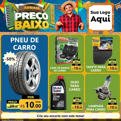 Modelo de Rede Social para Feed Facebook com o tema Arraiá de Preço Baixo - Junina para Auto peças