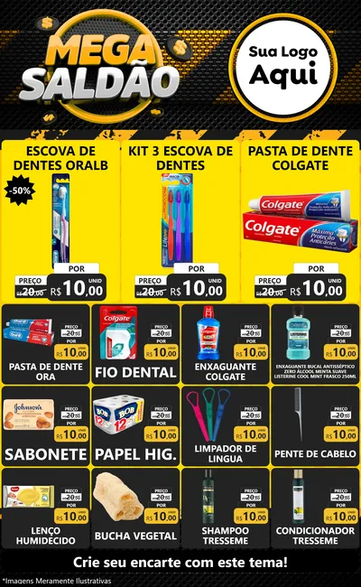 Modelo de Encarte para Encarte Grande com o tema Mega Saldão para Higiene Pessoal