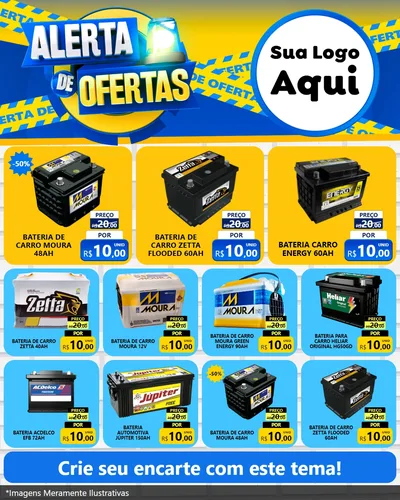 Modelo de Rede Social para Feed Instagram com o tema Alerta de Ofertas para Baterias Elétricas
