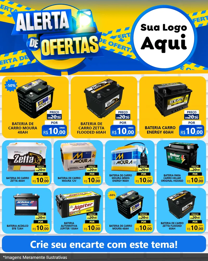Modelo de Rede Social para Feed Instagram com o tema Alerta de Ofertas para Baterias Elétricas