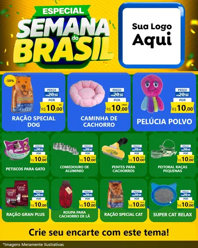 Modelo de Rede Social para Feed Instagram com o tema Especial Semana do Brasil para Pet Shop