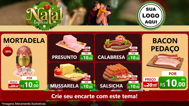 Modelo de TV para TV Horizontal com o tema Natal Especial para Frios e Laticínios