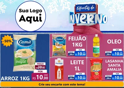 Modelo de Encarte para Encarte A4 Horizontal com o tema Ofertas de Inverno para Supermercado