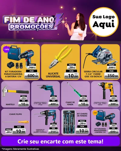 Modelo de Rede Social para Feed Instagram com o tema Fim de Ano Promoções para Maquinas e Ferramentas