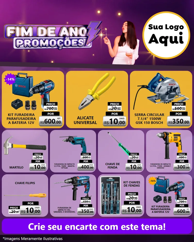 Modelo de Rede Social para Feed Instagram com o tema Fim de Ano Promoções para Maquinas e Ferramentas