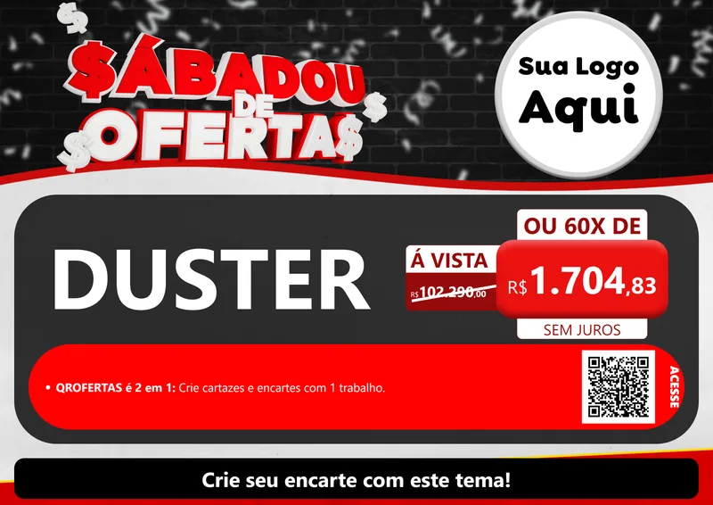 Modelo de Cartaz para Cartaz A4 Horizontal com o tema Sabadou de Ofertas para Concessionaria de Carros