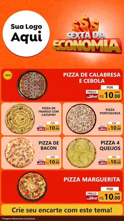 Modelo de TV para TV Vertical com o tema Sexta da Economia para Pizzaria