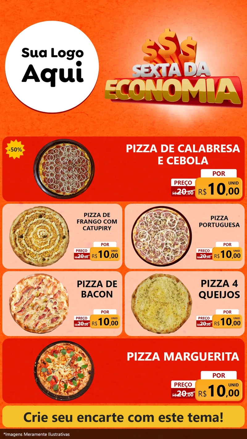 Modelo de TV para TV Vertical com o tema Sexta da Economia para Pizzaria