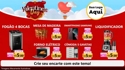 Modelo de TV para TV Horizontal com o tema Valentine's Day para Móveis e Eletro