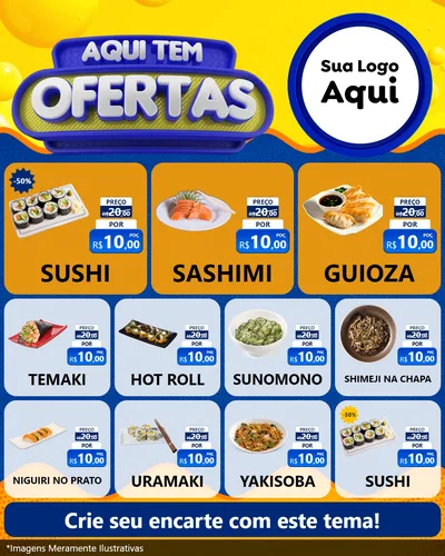 Modelo de Rede Social para Feed Instagram com o tema Aqui Tem Ofertas para Comida japonesa