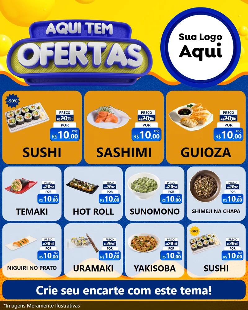 Modelo de Rede Social para Feed Instagram com o tema Aqui Tem Ofertas para Comida japonesa