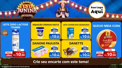 Modelo de TV para TV Horizontal com o tema Festa Junina Ofertas para Frios e Laticínios