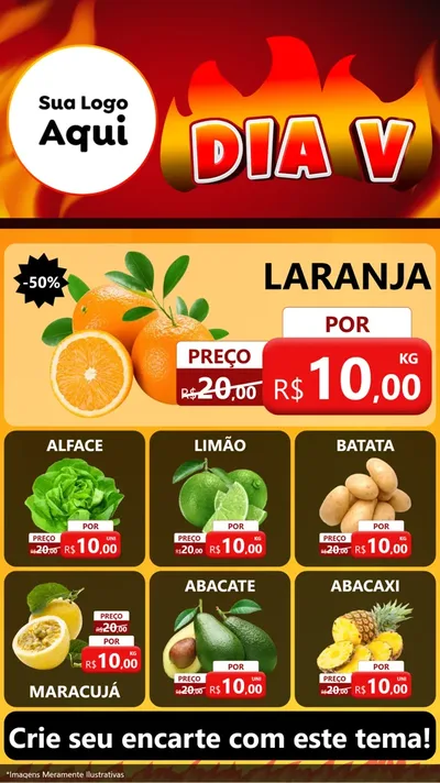 Modelo de Rede Social para Stories com o tema Dia V para Hortifrúti