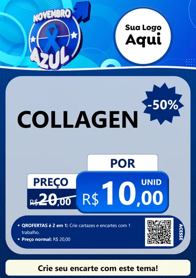 Modelo de Cartaz para Cartaz A4 Vertical com o tema Novembro Azul para Suplementos alimentares