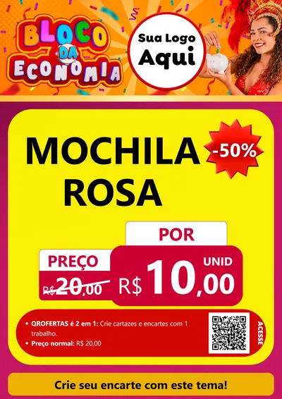 Modelo de Cartaz para Cartaz A4 Vertical com o tema Bloco da Economia para Papelaria