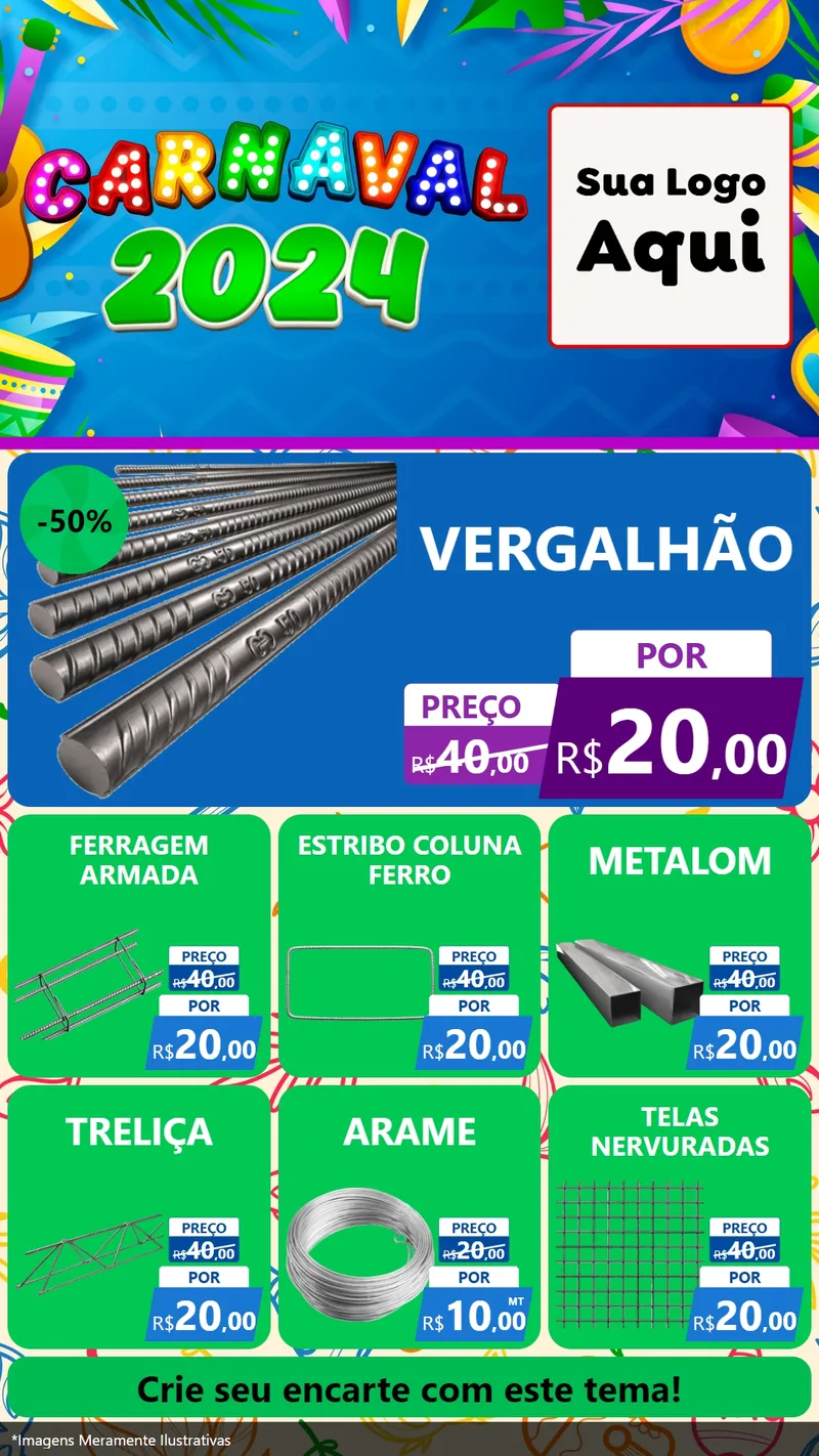 Modelo de Rede Social para Stories com o tema Carnaval 2027 para Ferragens