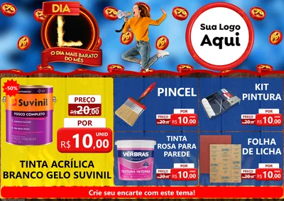 Modelo de Encarte para Encarte A4 Horizontal com o tema Dia L - O Dia Mais Barato Do Mês para Tintas e Ferramentas