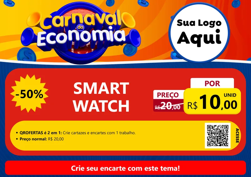 Modelo de Cartaz para Cartaz A4 Horizontal com o tema Carnaval da Economia para Informática