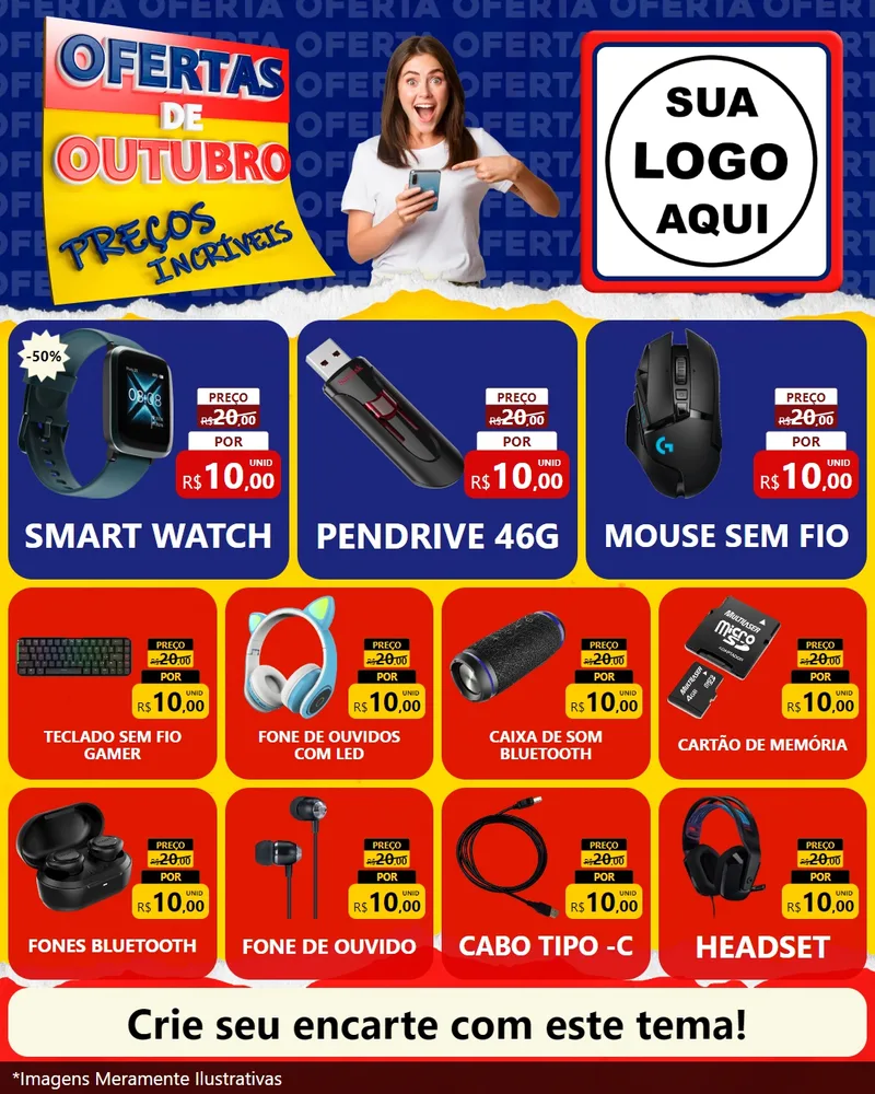 Modelo de Rede Social para Feed Instagram com o tema Ofertas de Outubro - Preços Incríveis para Informática