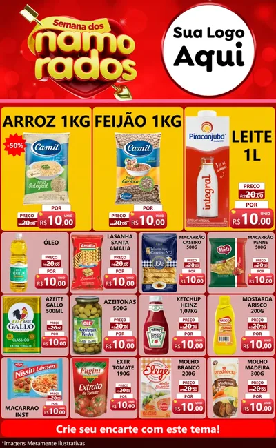 Modelo de Encarte para Encarte Grande com o tema Semana dos namorados para Supermercado