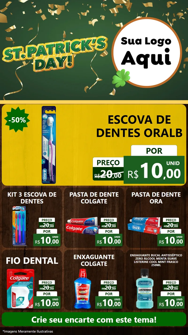 Modelo de Rede Social para Stories com o tema St Patriks Day para Higiene Pessoal