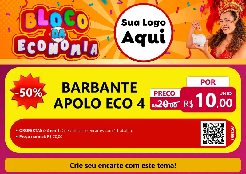 Modelo de Cartaz para Cartaz A4 Horizontal com o tema Bloco da Economia para Armarinho e Aviamentos