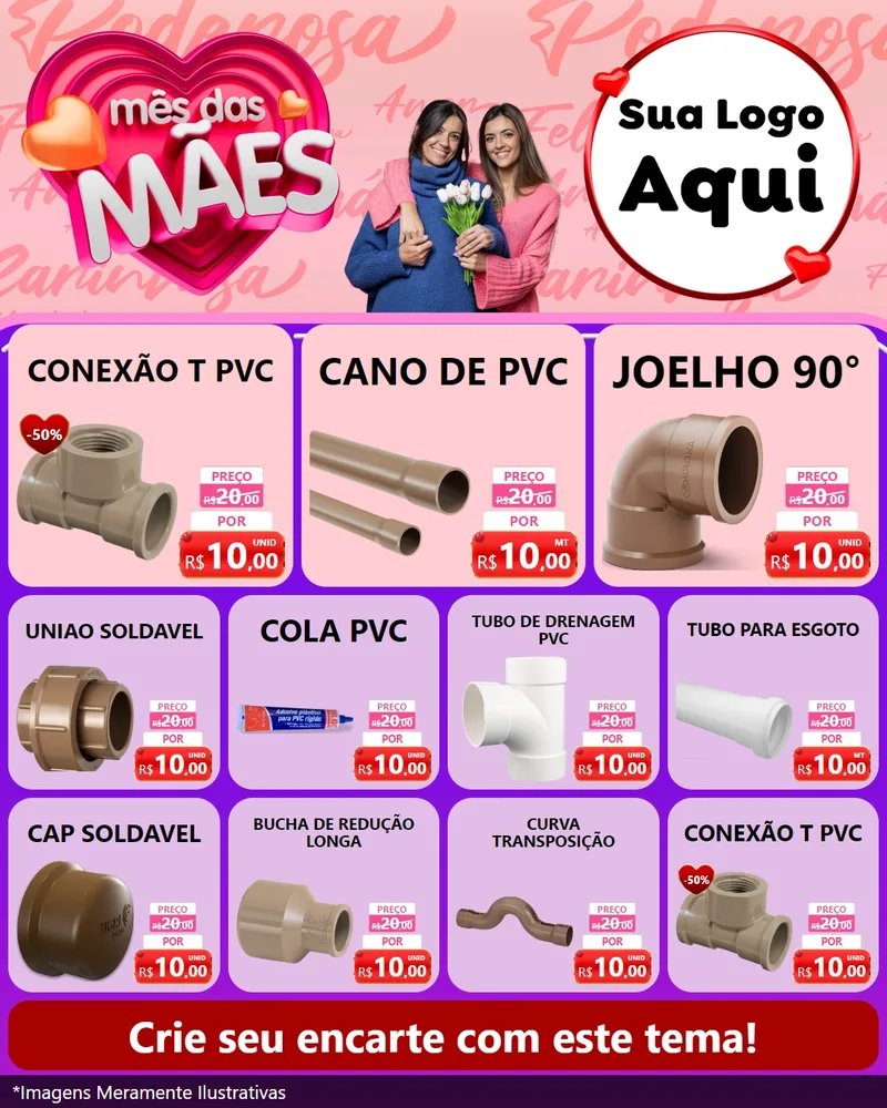 Modelo de Rede Social para Feed Instagram com o tema Mês Das Mães para Tubos e conexões