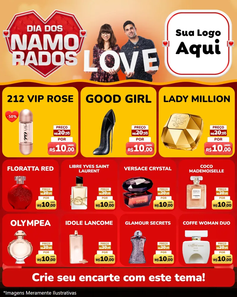 Modelo de Rede Social para Feed Instagram com o tema Dia dos Namorados para Perfumes