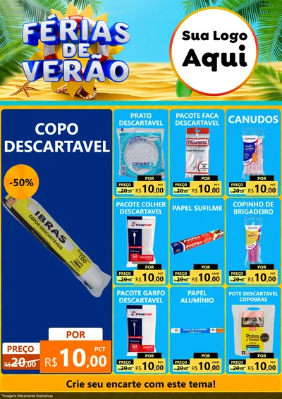 Modelo de Encarte para Encarte A4 Vertical com o tema Férias de Verão para Embalagens