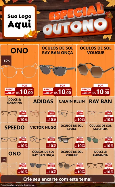 Modelo de Encarte para Encarte Grande com o tema Especial Outono para Óticas