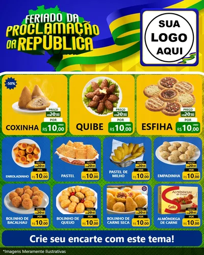 Modelo de Rede Social para Feed Instagram com o tema Feriado da Proclamação da República para Salgadaria